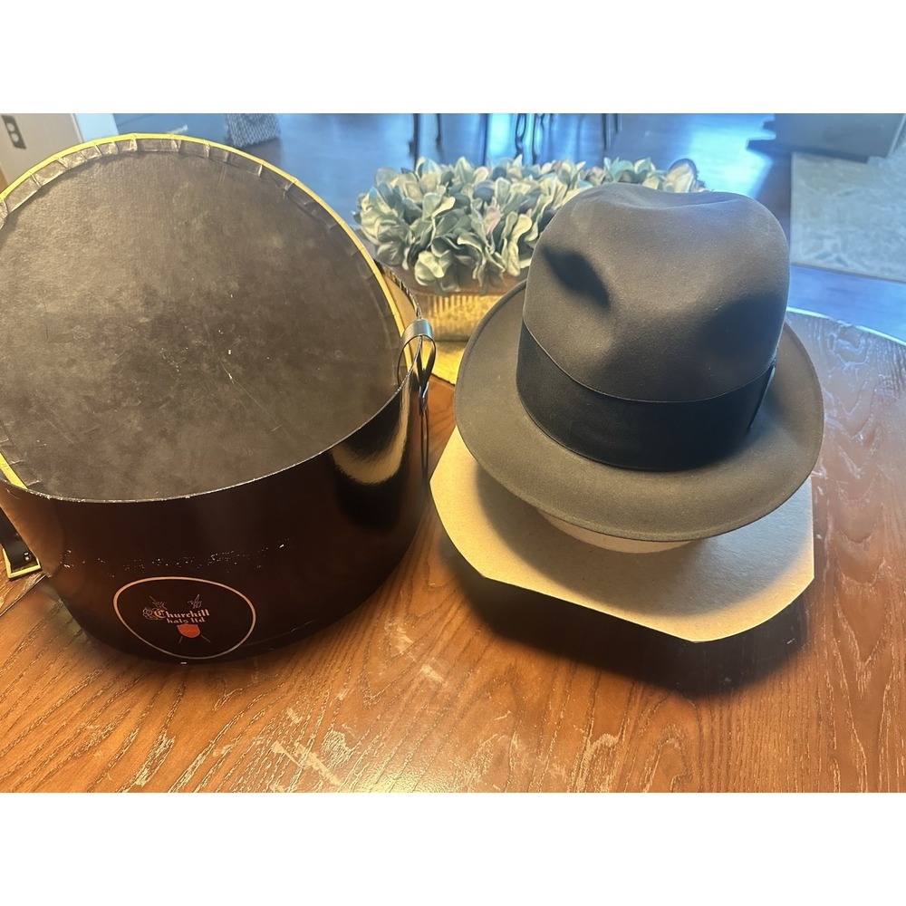 Vintage Churchill Ltd. Fedora Hat 7 3/8 w/ Original Lewis & Thos.‎ Saltz Box
